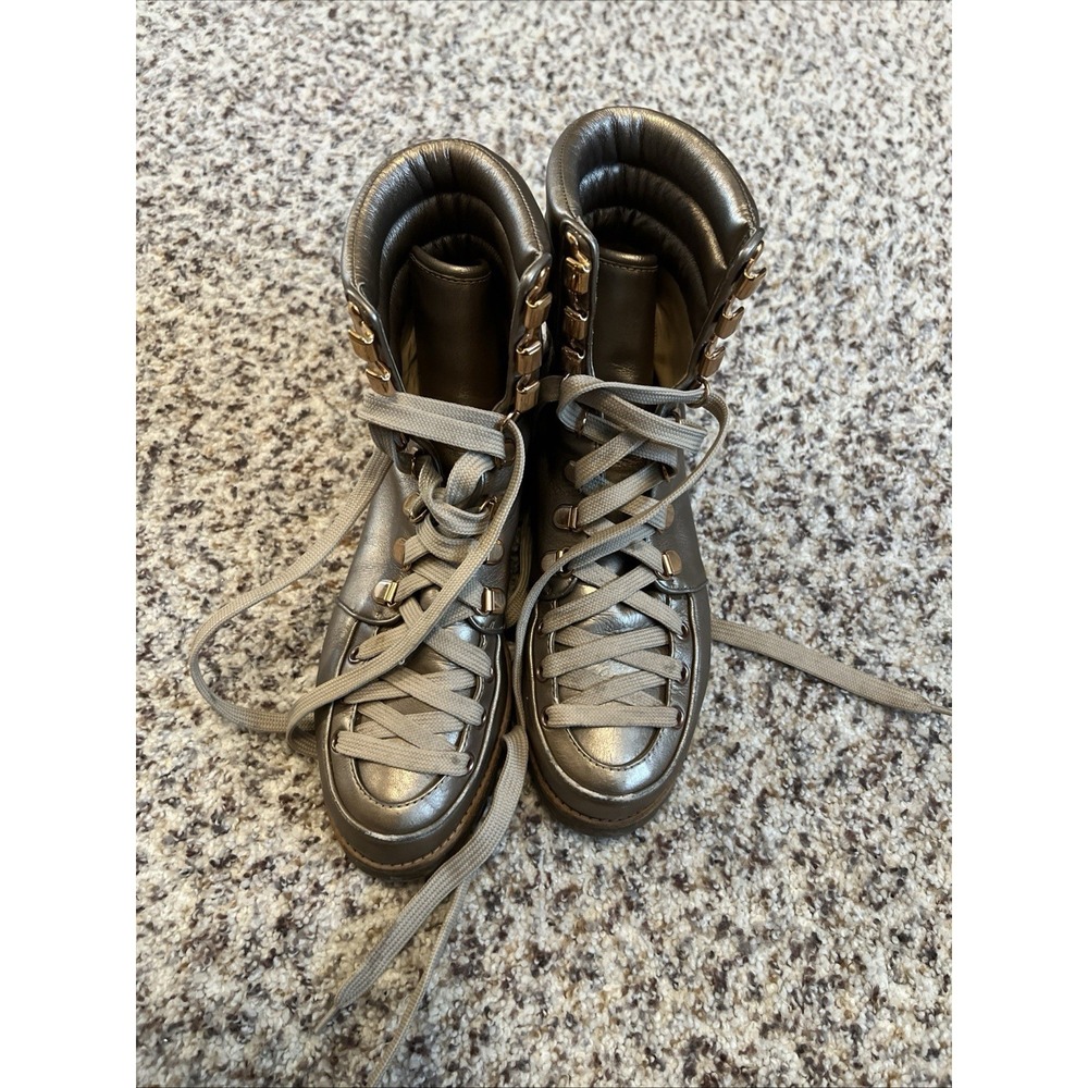 Christian Louboutin Mad Boot Flat Specchio Vintage Gold Combat Boots Sz EU 36.5